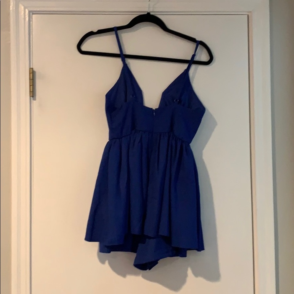 NWT. Deep V Royal Blue Romper - Picture 2 of 7